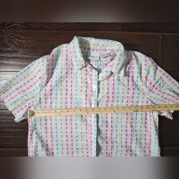 Alfred Dunner Womens Button Up Rainbow Casual Top - Picture 4 of 6